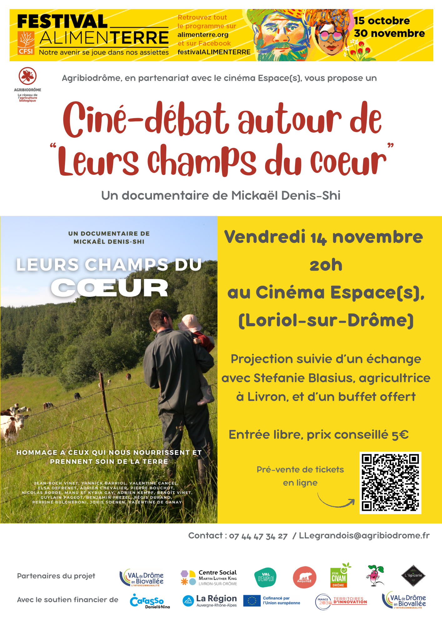 Invitation - Ciné-débat "Leurs champs du coeur" - vendredi 14 novembre