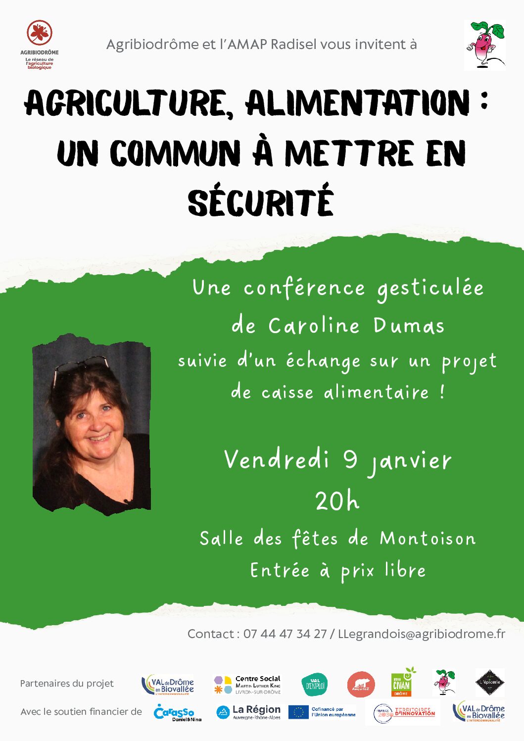 Invitation - Conférence gesticulée "Agriculture, alimentation : un commun à sécuriser" - vendredi 9 janvier