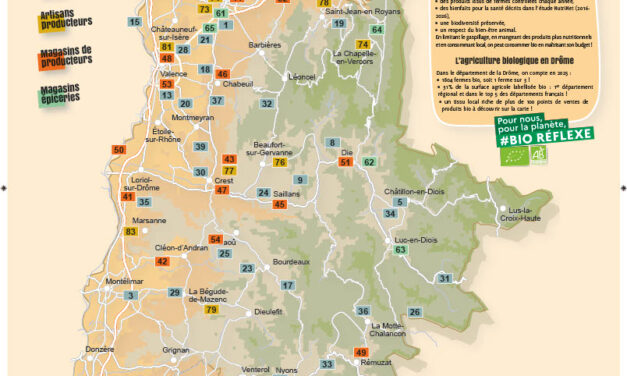 Découvrez notre carte  « Où manger bio dans la Drôme 2026-2027 » !